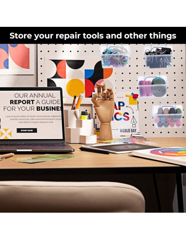 16 Organizadores Transparentes para Tablero de Clavos Mekueeex