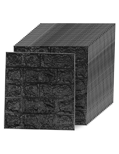 Paneles de Pared 3D Autoadhesivos Greymond Ladrillo Falso Negro 30PCS