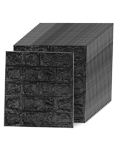 Paneles de Pared 3D Autoadhesivos Greymond Ladrillo Falso Negro 30PCS