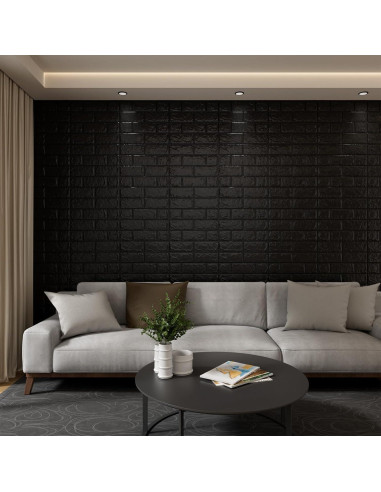 Paneles de Pared 3D Autoadhesivos Greymond Ladrillo Falso Negro 30PCS