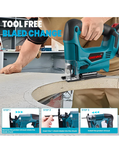 Sierra de calar inalámbrica ONEVAN 20V con 2 baterías y 35 hojas