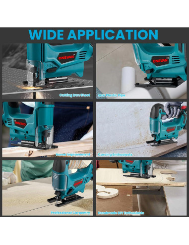Sierra de calar inalámbrica ONEVAN 20V con 2 baterías y 35 hojas