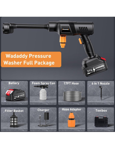 Lavadora a Presión Inalámbrica Wadaddy J-11 900 PSI 2.27 kg