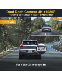 Cámara de Tablero Dual Fitcamx 4K Frontal + 1080P Trasera para Volvo XC40 2