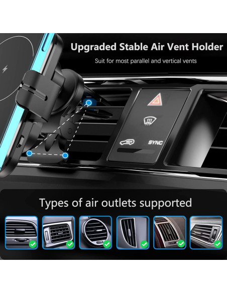 Soporte Cargador Inalámbrico 15W Aryuop para Coche - Automático