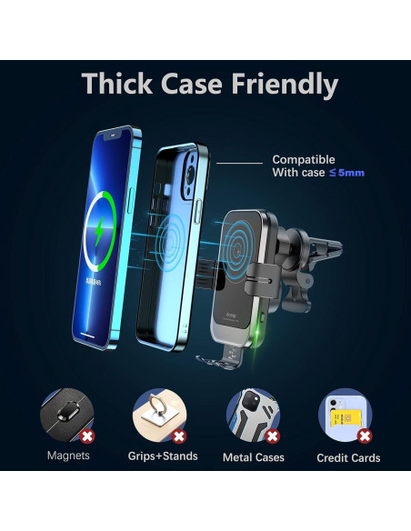 Soporte Cargador Inalámbrico 15W Aryuop para Coche - Automático