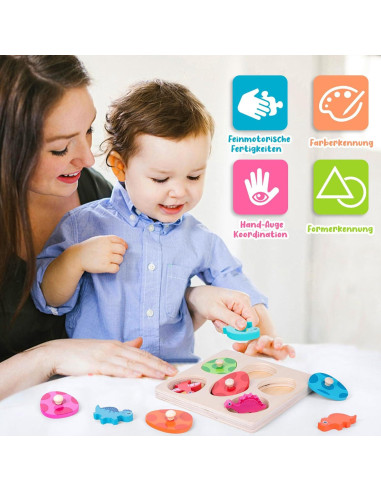 Rompecabezas de Madera Montessori LZDMY Dinosaurio 28x15 cm