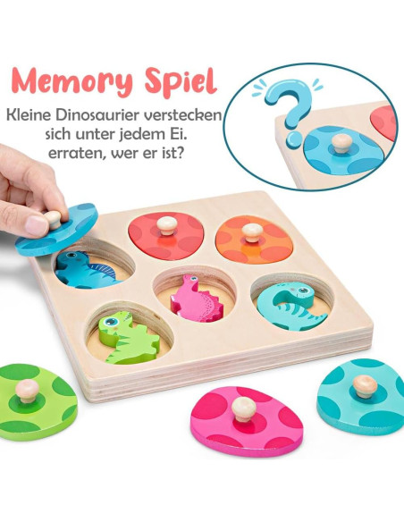 Rompecabezas de Madera Montessori LZDMY Dinosaurio 28x15 cm