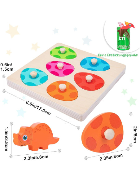 Rompecabezas de Madera Montessori LZDMY Dinosaurio 28x15 cm