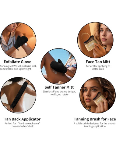 Kit de Autobronceado 3 en 1 CZZXI - Mitón, Aplicador y Cepillo