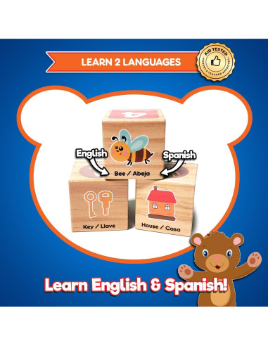 Bloques de Alfabeto Bilingües Kids Korner - 30 Bloques de Madera