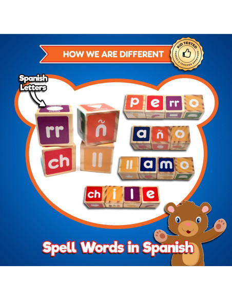 Bloques de Alfabeto Bilingües Kids Korner - 30 Bloques de Madera