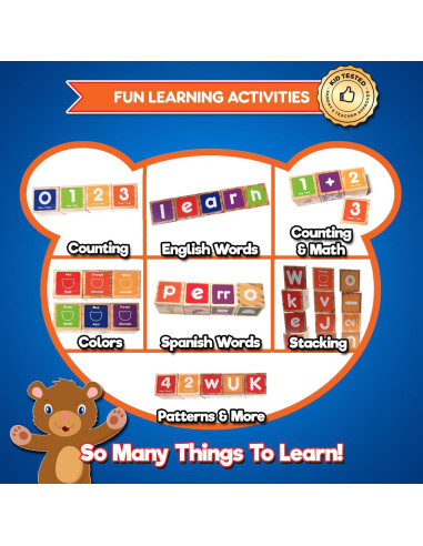 Bloques de Alfabeto Bilingües Kids Korner - 30 Bloques de Madera