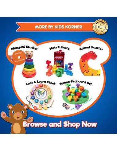 Bloques de Alfabeto Bilingües Kids Korner - 30 Bloques de Madera