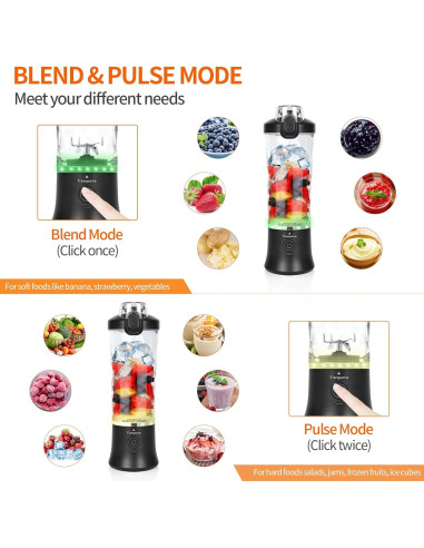 Licuadora portátil Vaeqozva 600ml recargable USB 240W