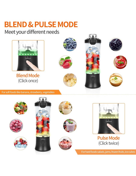 Licuadora portátil Vaeqozva 600ml recargable USB 240W