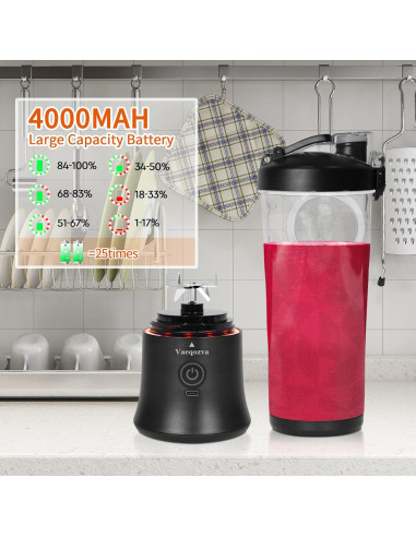 Licuadora portátil Vaeqozva 600ml recargable USB 240W