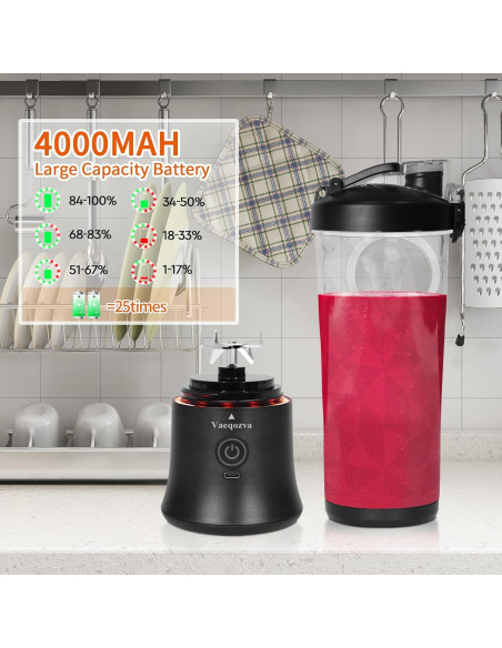 Licuadora portátil Vaeqozva 600ml recargable USB 240W