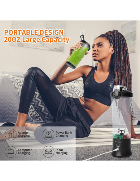 Licuadora portátil Vaeqozva 600ml recargable USB 240W