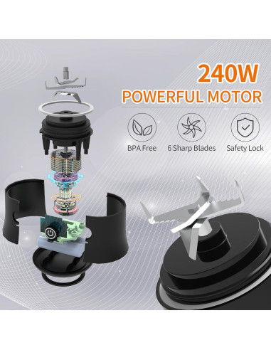 Licuadora portátil Vaeqozva 600ml recargable USB 240W