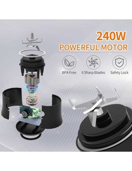 Licuadora portátil Vaeqozva 600ml recargable USB 240W