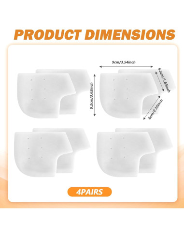 4 Pares Protectores de Talón de Gel Silicona TIESOME Alivio Dolor