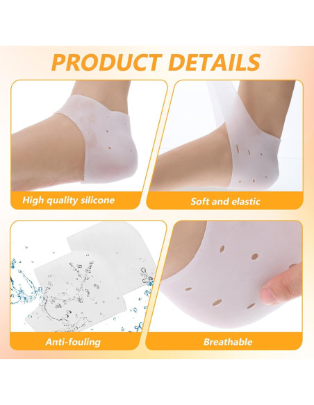 4 Pares Protectores de Talón de Gel Silicona TIESOME Alivio Dolor