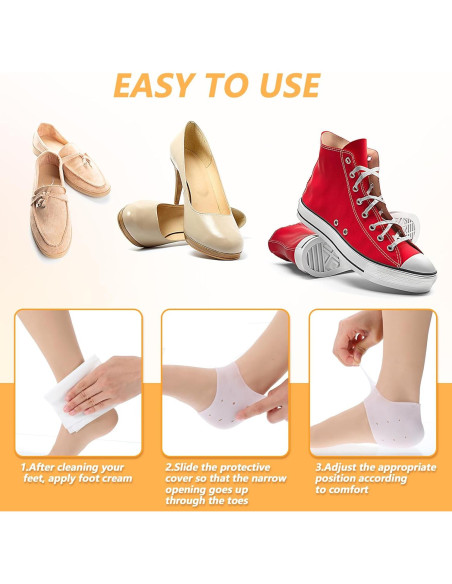 4 Pares Protectores de Talón de Gel Silicona TIESOME Alivio Dolor