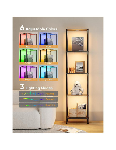 Estante de exhibición con luz RGBW PARTPHONER negro 165cm