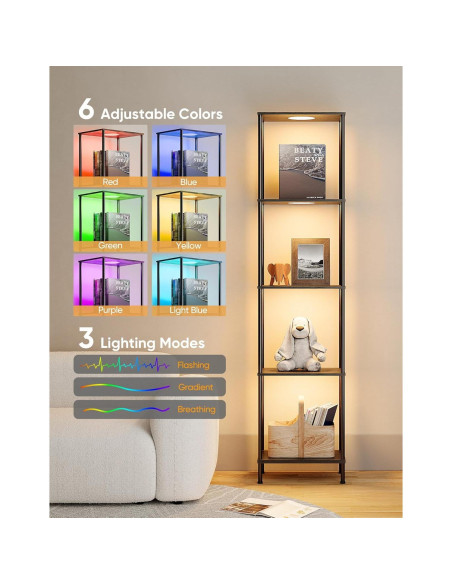 Estante de exhibición con luz RGBW PARTPHONER negro 165cm