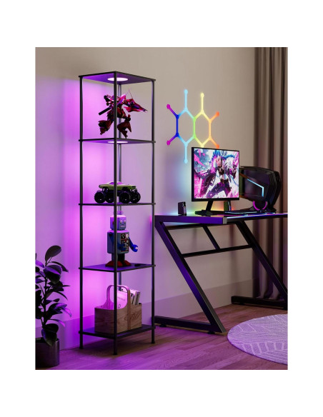 Estante de exhibición con luz RGBW PARTPHONER negro 165cm