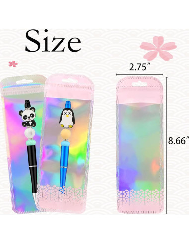 100 Bolsas Holográficas Reutilizables BOBECI 7x22 cm Ziplock