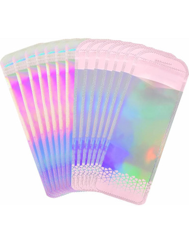 100 Bolsas Holográficas Reutilizables BOBECI 7x22 cm Ziplock