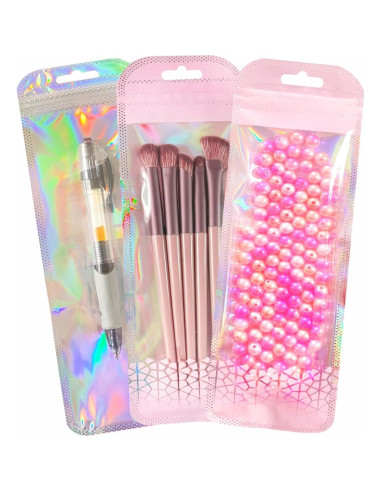 100 Bolsas Holográficas Reutilizables BOBECI 7x22 cm Ziplock