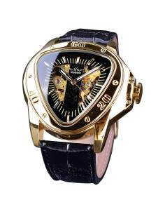 Reloj Mecánico Winner Automático Esfera Triangular Negro Dorado