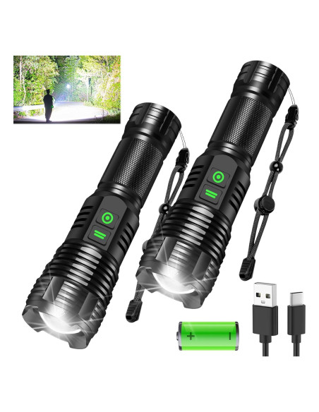 Paquete de 2 Linternas Recargables LED Northlet 100000 Lúmenes