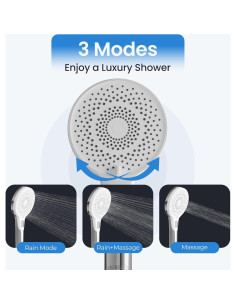 Cabezal de Ducha HERLUX Alta Presión LED 3 Modos Cromo 2