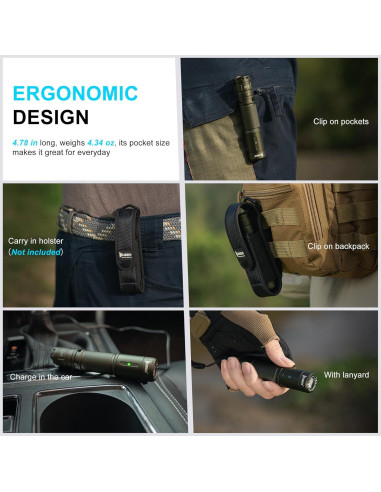 Linterna Recargable WUBEN C3 1200 Lúmenes LED IP68 Verde