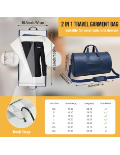 Bolsa de Ropa Convertible Wymulot 50L Azul con Compartimento para Zapatos 2