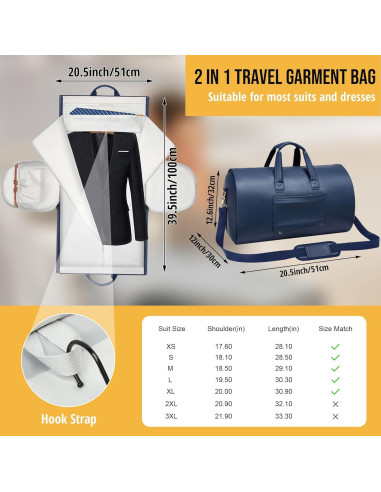 Bolsa de Ropa Convertible Wymulot 50L Azul con Compartimento para Zapatos