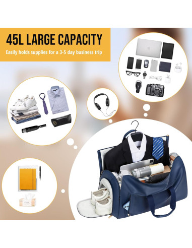 Bolsa de Ropa Convertible Wymulot 50L Azul con Compartimento para Zapatos