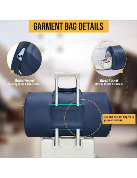 Bolsa de Ropa Convertible Wymulot 50L Azul con Compartimento para Zapatos