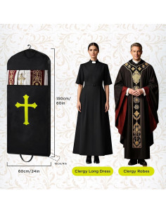 Bolsa de ropa clerical BOPBPO negra 152 cm con cruz bordada 2