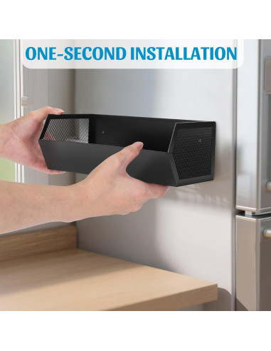 Estante Magnético para Especias VAlinks - Negro, 27.94x12.7cm