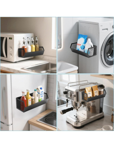 Estante Magnético para Especias VAlinks - Negro, 27.94x12.7cm