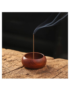 Soporte de Incienso Redondo Pssopp de Madera Palo de Rosa 6 cm