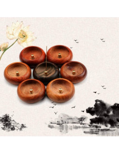 Soporte de Incienso Redondo Pssopp de Madera Palo de Rosa 6 cm 2