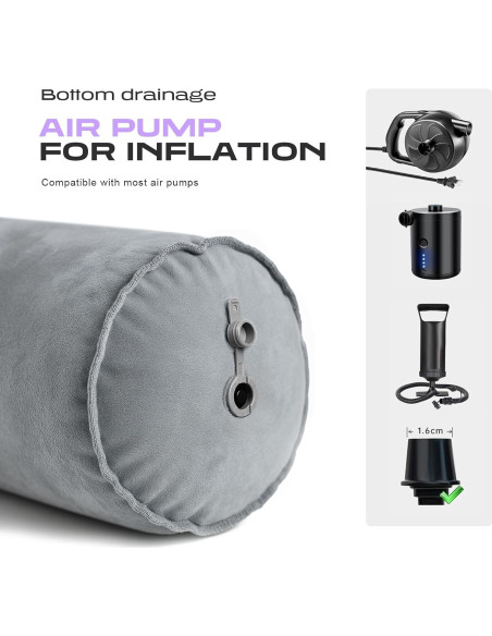Almohada Inflable ETROL para Cuerpo Completo 89 cm Gris