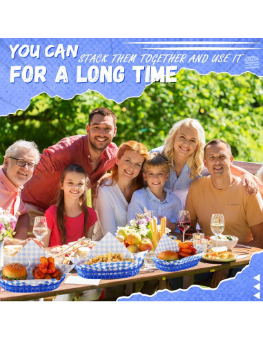 Cestas de Comida Rápida Uiifan 24 Pcs Azul con Forros Deli