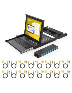 Conmutador KVM VGA 16 Puertos Yinker con Monitor LCD 17''